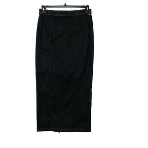 Anthropologie Belle Vere Sz S Pencil Denim Skirt Rinse Black Slit Back‎